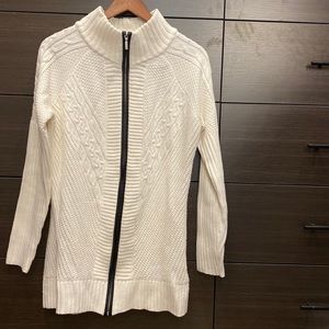 Cream sweater with leather details